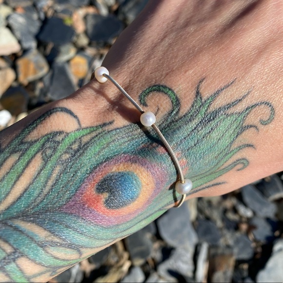 New! Sterling Silver Genuine Pearl Bracelet - Picture 2 of 5